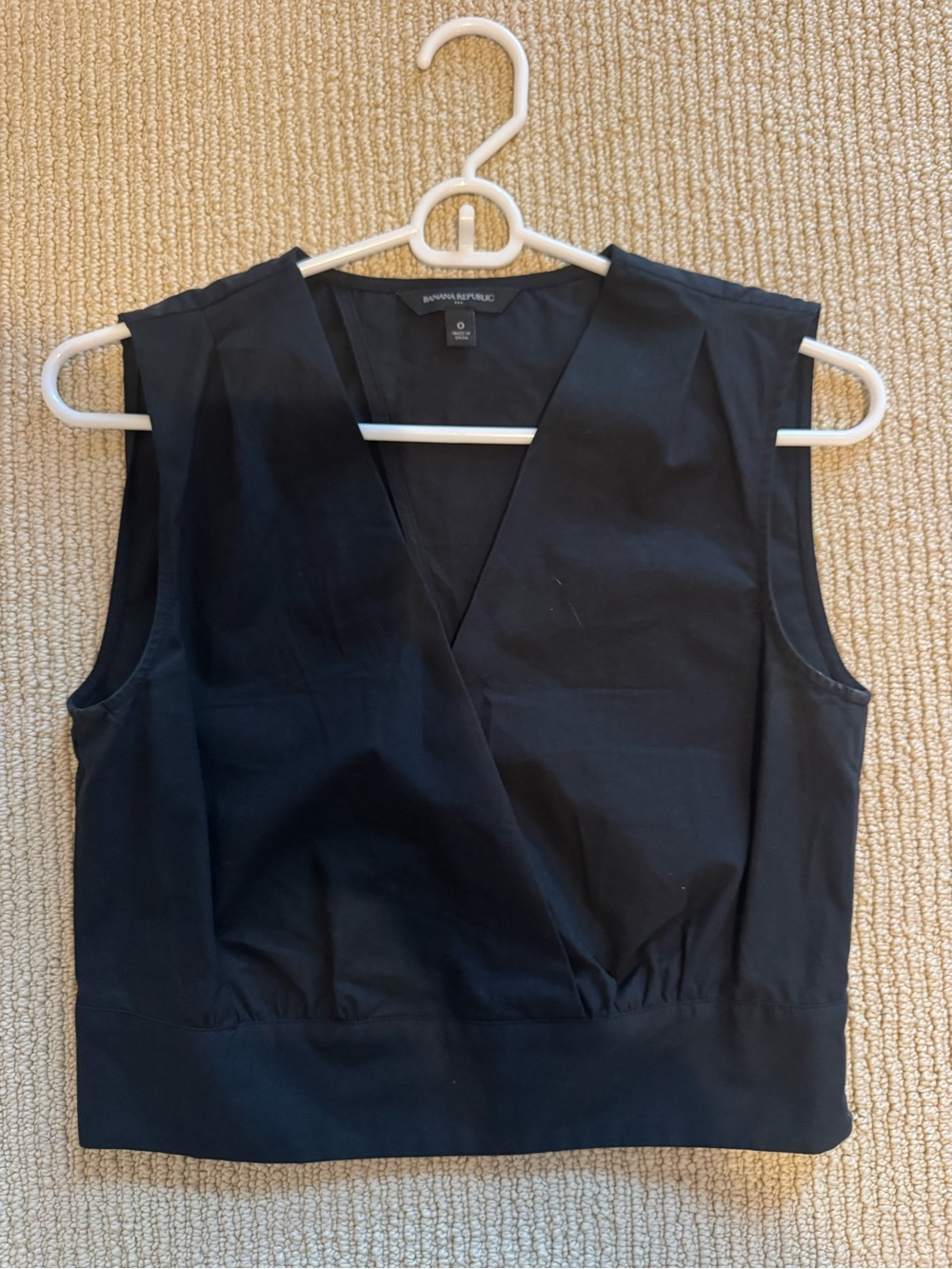 Banana Republic Black Sleeveless V-Neck Wrap Top